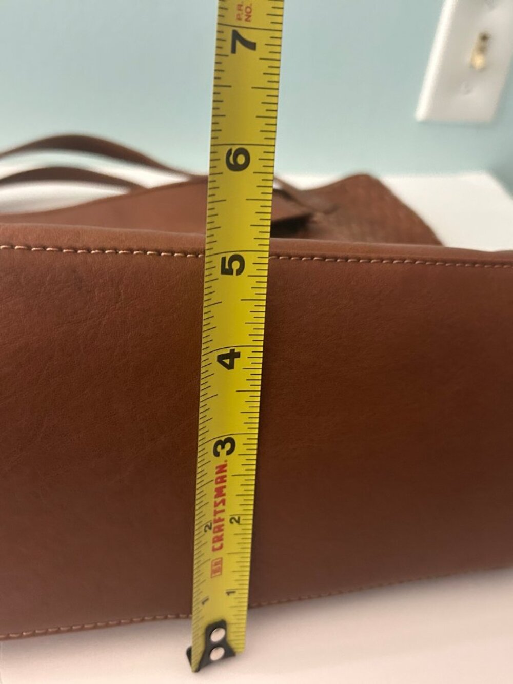 Brown Genuine Leather Woven Tote Satchel Shoulder Bag - Picture 9 of 16